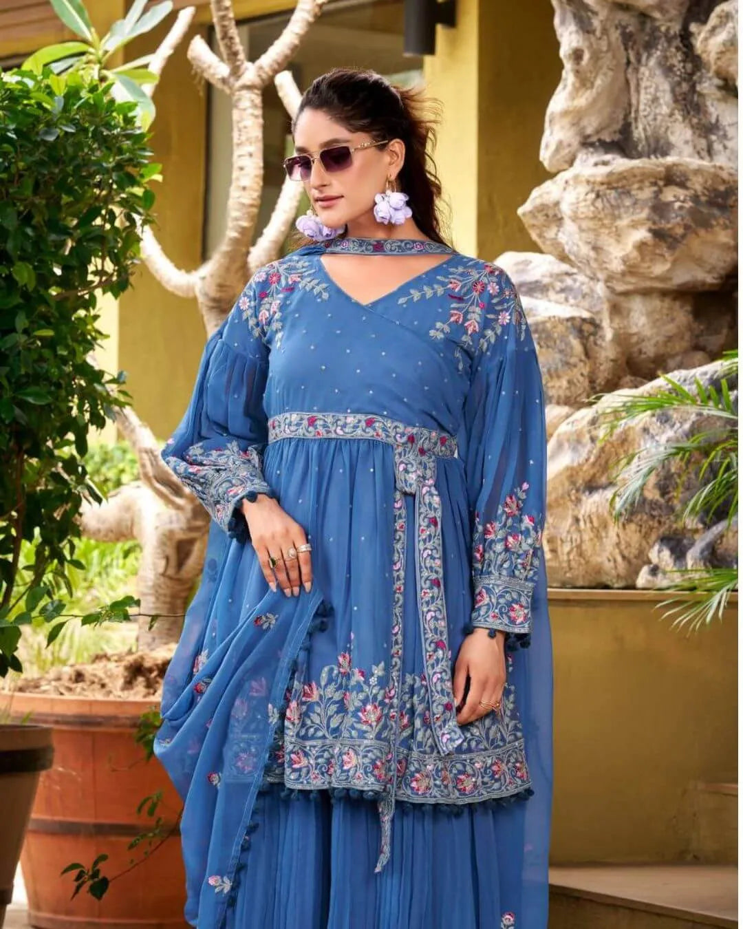 Designer Party Wear Palazzo Suit Set Front