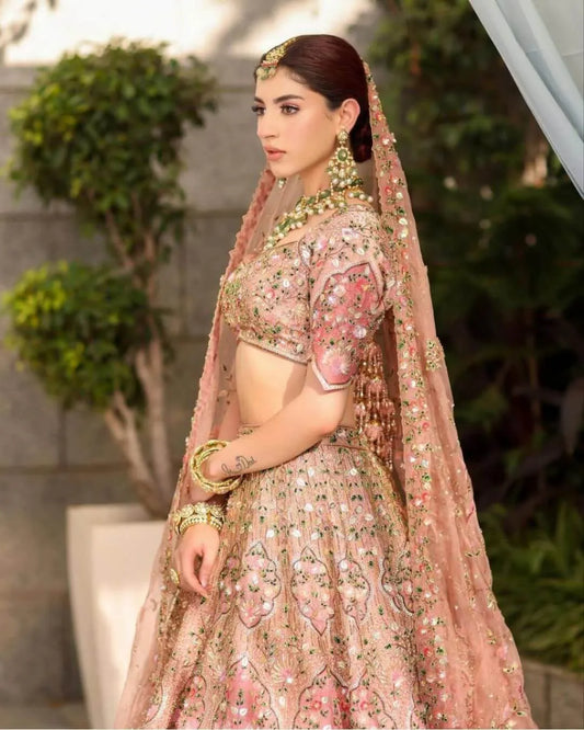 Blush Pink Colour Bridal lehenga