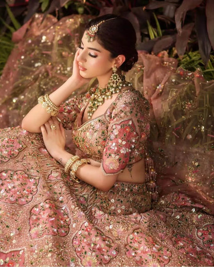 Blush Pink Colour Bridal lehenga