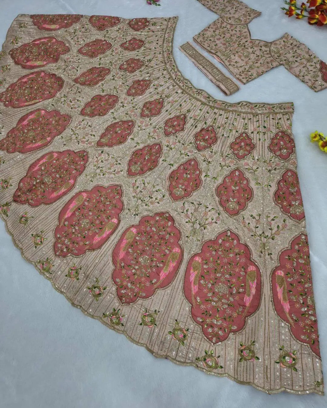 Blush Pink Colour Bridal lehenga