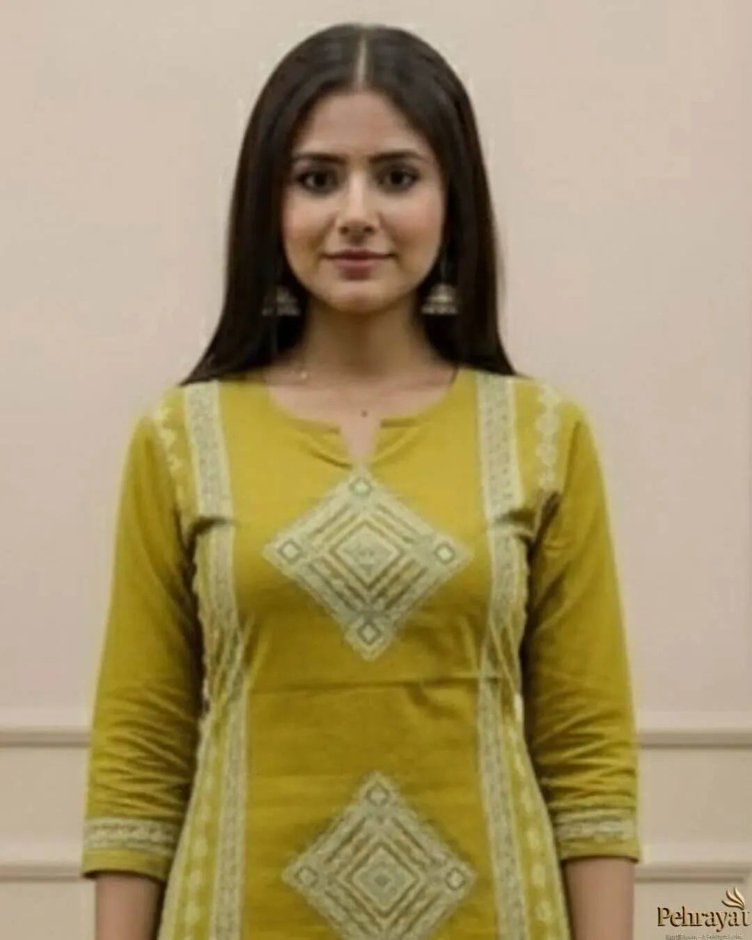 Cotton Mustard Colour Suit Set With Dupatta