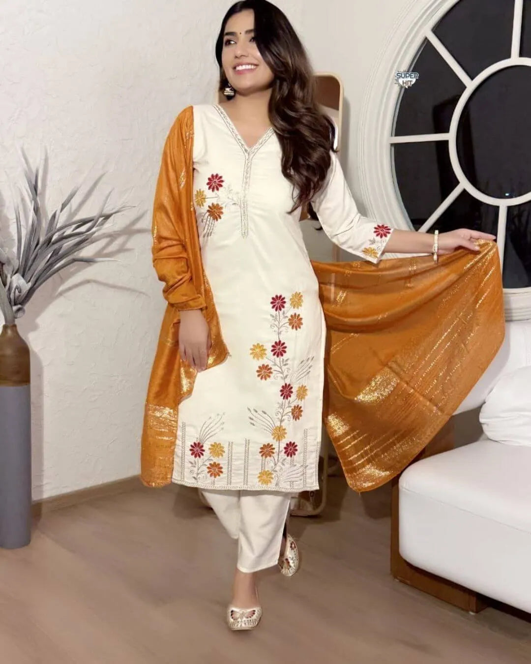 cotton silk salwar suit set with dupatta