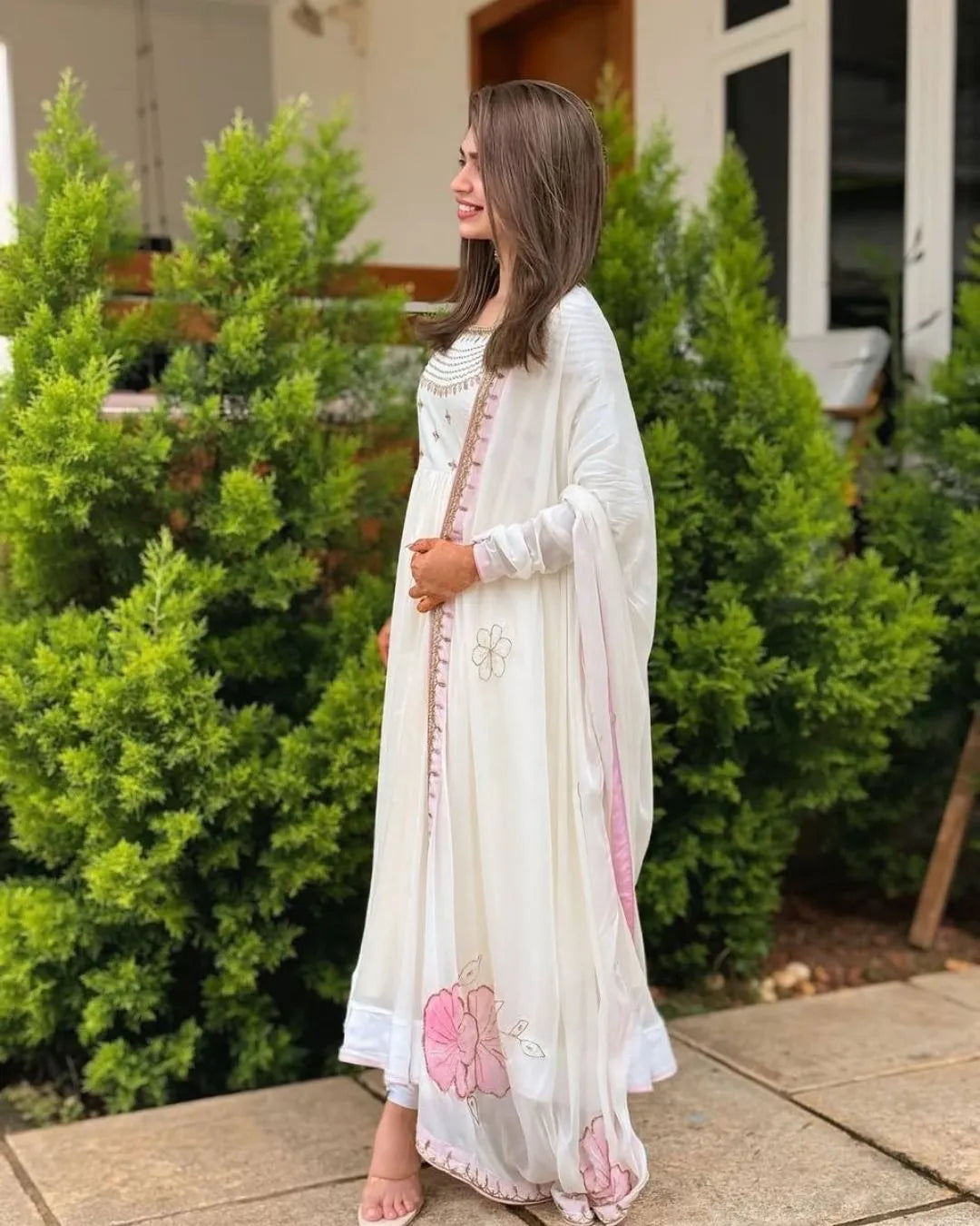 White Party Wear Suit Set With Dupatta