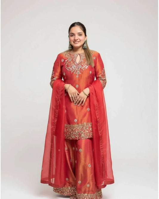 Designer Simar Silk Sharara Suit Set