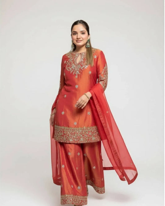 Designer Simar Silk Sharara Suit Set