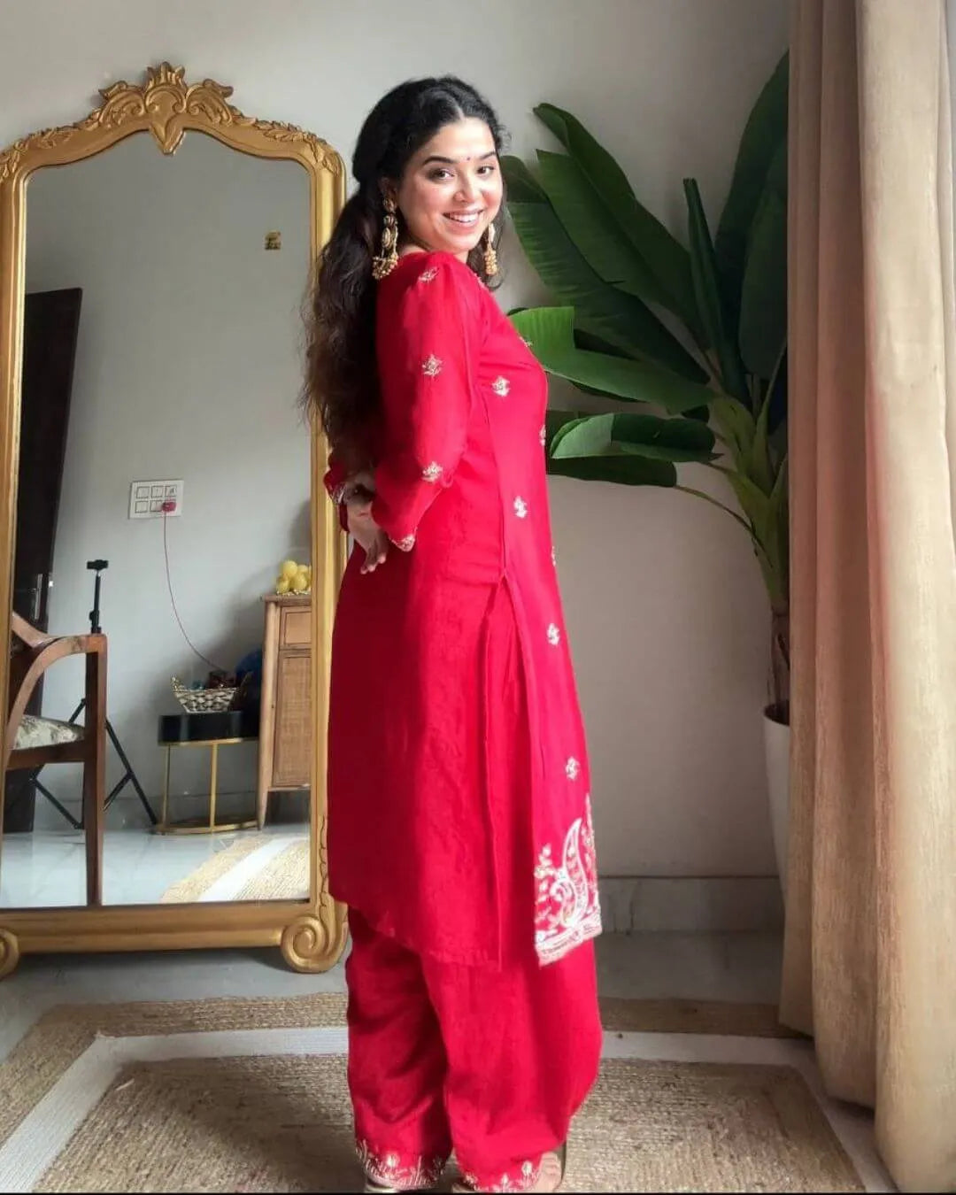 Red Embroidered Salwar Suit Set