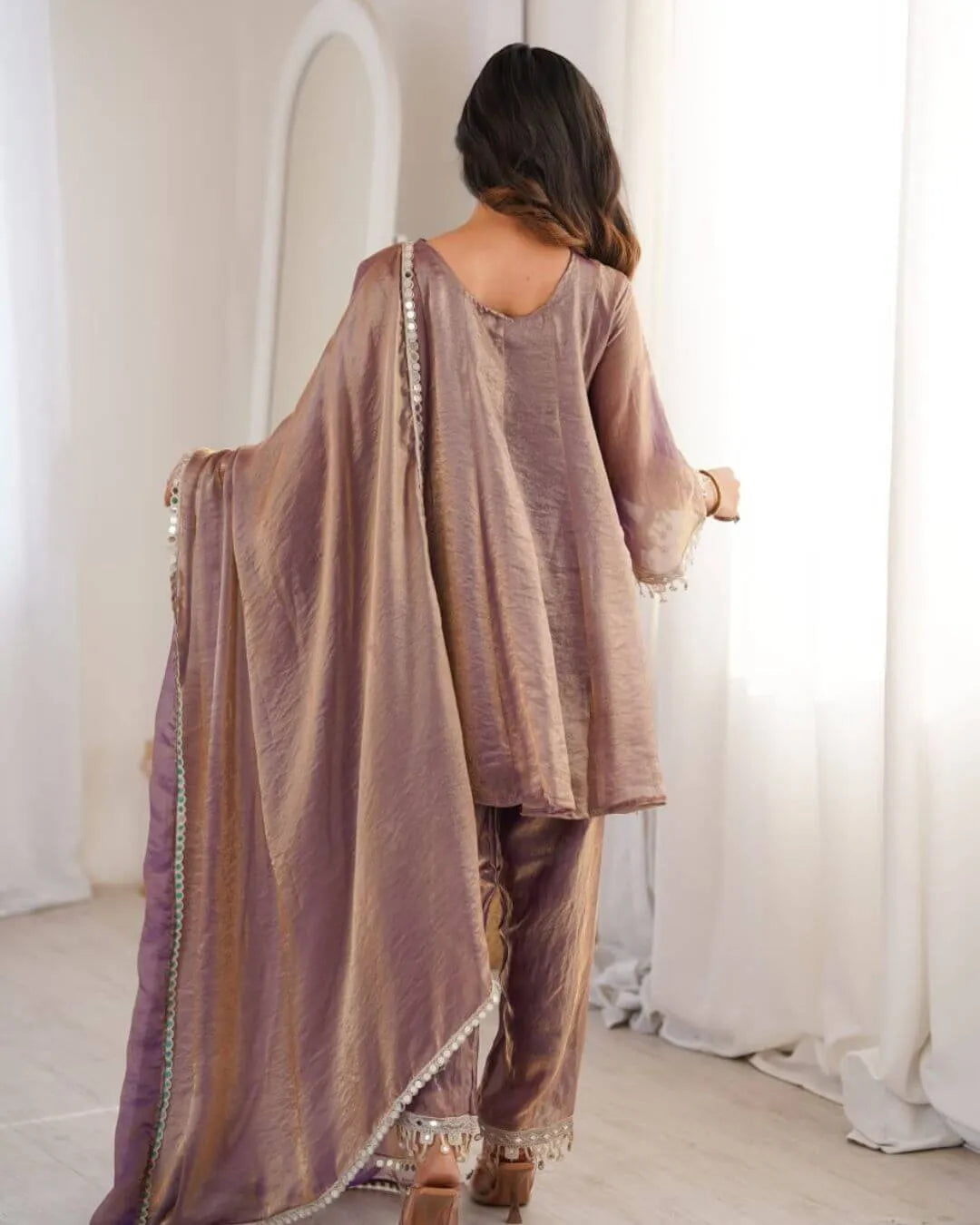 Party Wear Flared Mirror Work Salwar Suit​