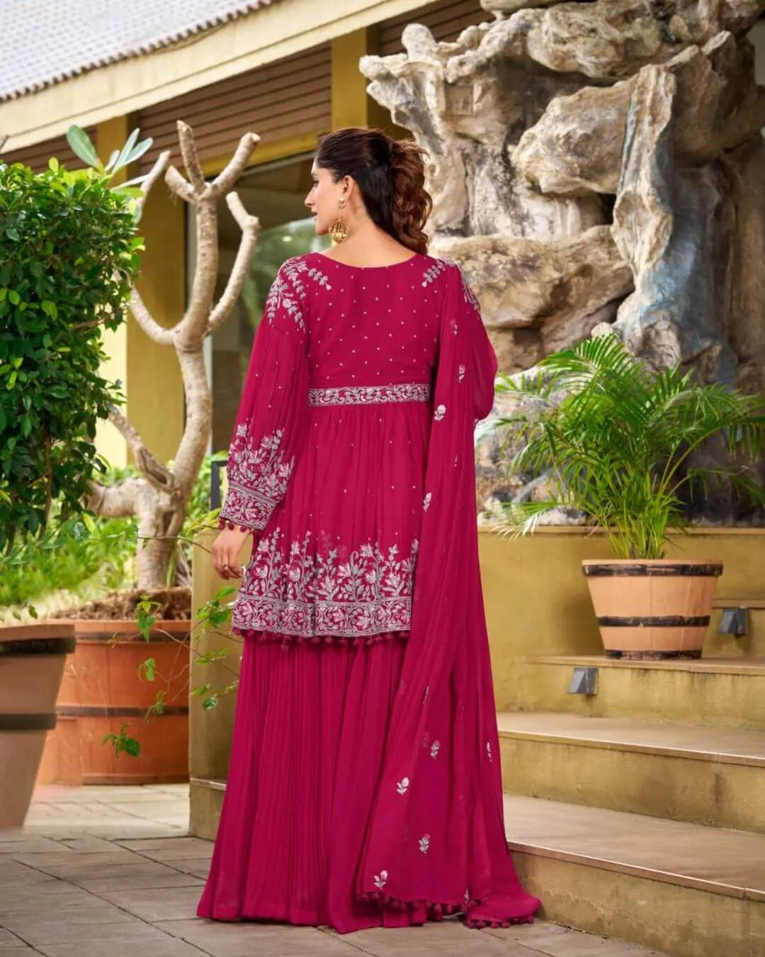 Palazzo Suit For Wedding With Dupatta Set Back