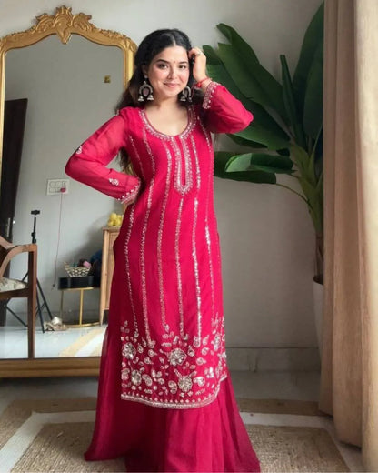 Heavy Sharara Suit With Dupatta Set​