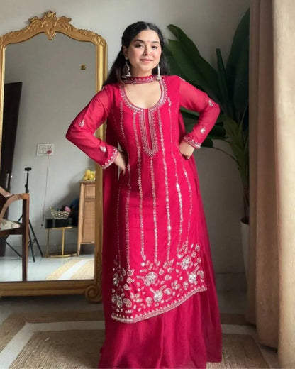 Heavy Sharara Suit With Dupatta Set​