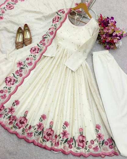 Full Sleeve Anarkali Kurti Pant Dupatta Set