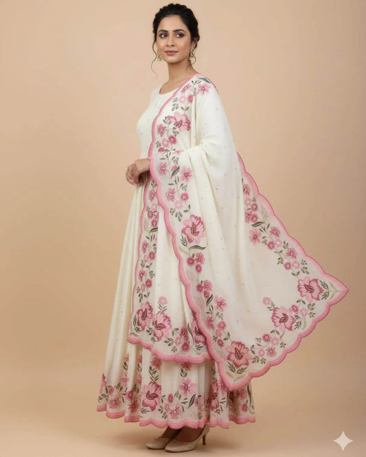 Full Sleeve Anarkali Kurti Pant Dupatta Set