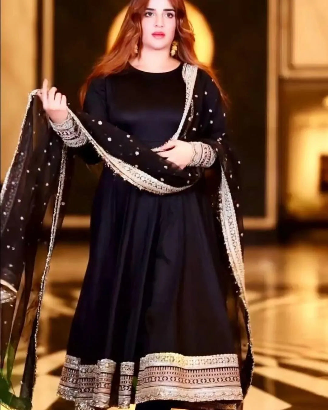 Full Sleeve Black Heavy Anarkali Party Wear Suit Set
