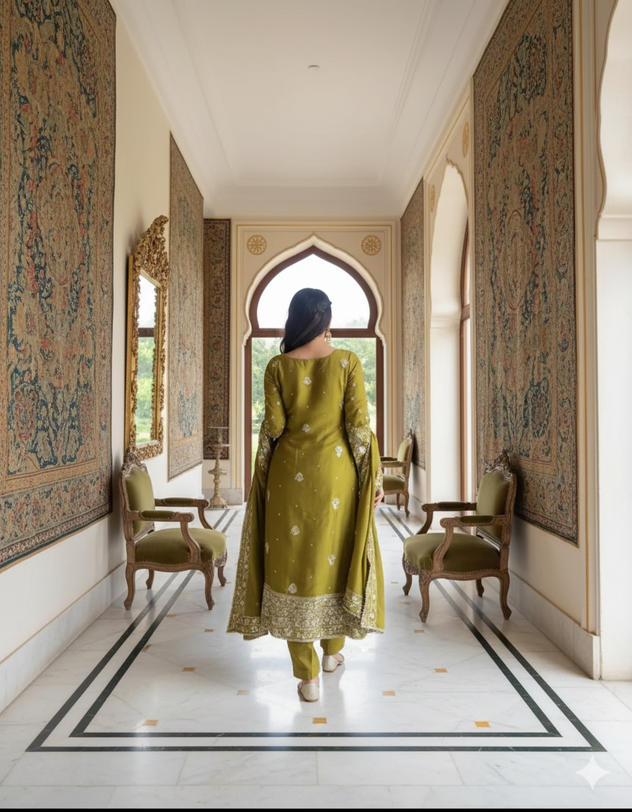 Mehendi Green Party wear Suit Set