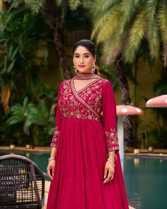 Floor Length Anarkali Gown With Dupatta