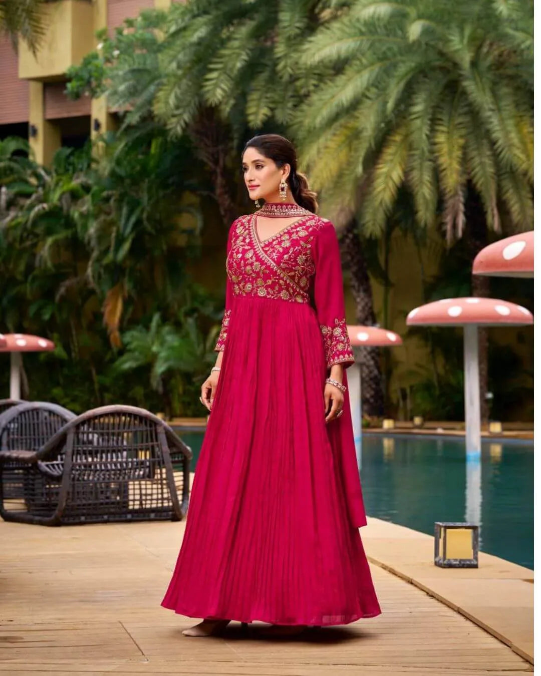 Floor Length Anarkali Gown With Dupatta