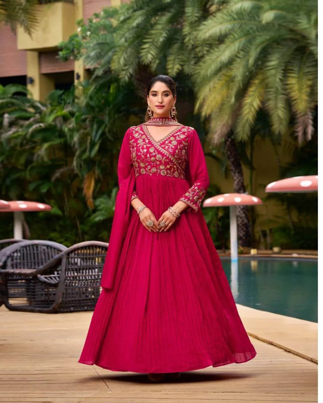 Floor Length Anarkali Gown With Dupatta