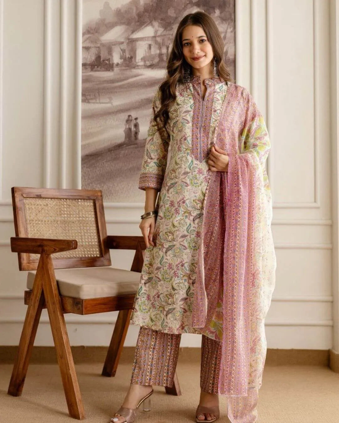 jaipuri printed cotton suit set