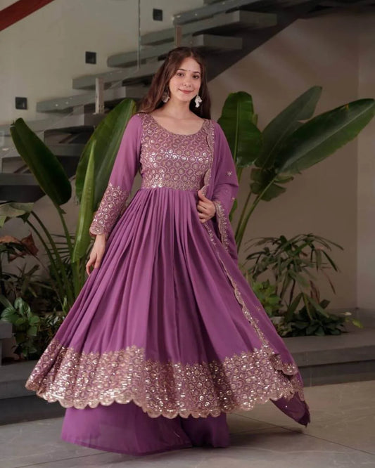 Lavender Sharara Suit With Dupatta Set