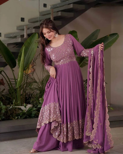 Lavender Sharara Suit With Dupatta Set