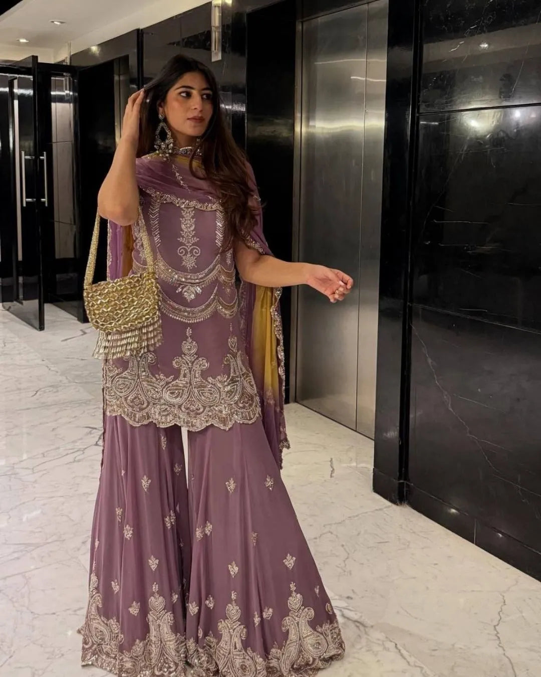 Sleeveless Sharara Suit Set Party Wear