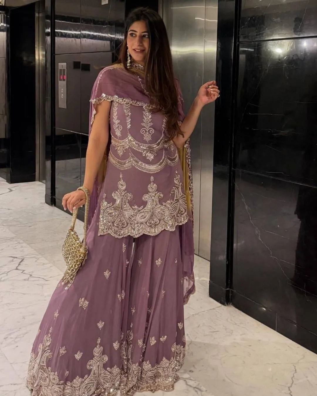 Sleeveless Sharara Suit Set Party Wear