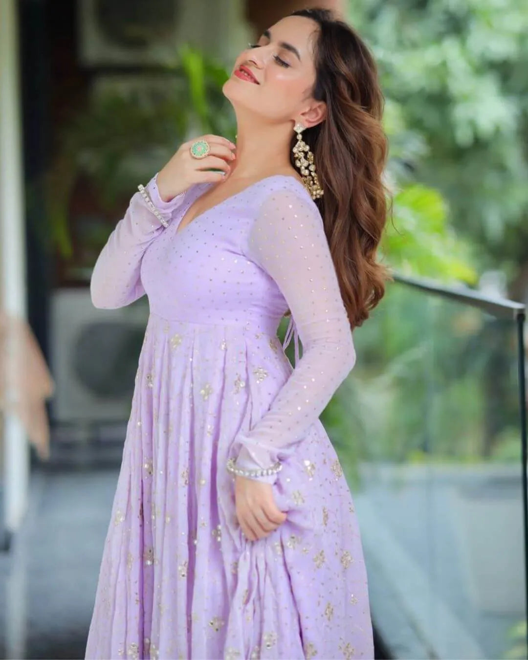 Lavender Colour Anarkali​ Suit Set With Dupatta