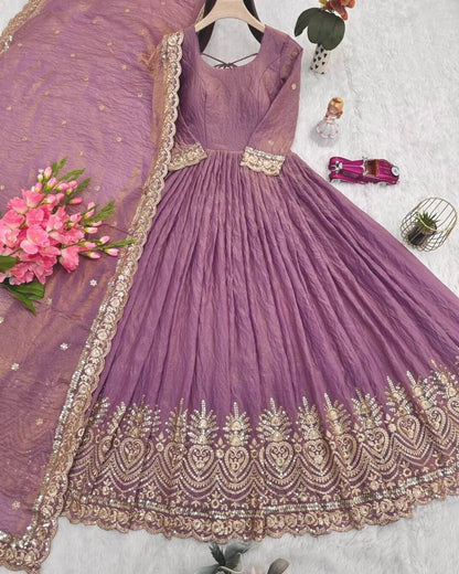 Lavender Anarkali Dress With Dupatta