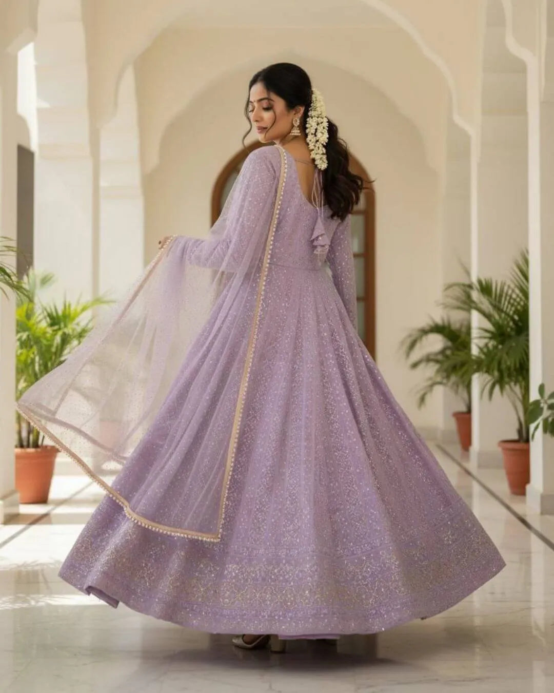 Lavender Georgette Anarkali Dress​ Suit Set