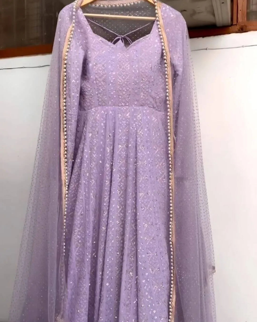 Lavender Georgette Anarkali Dress​ Suit Set