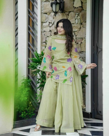 Mint Green Sharara Suit Set ​