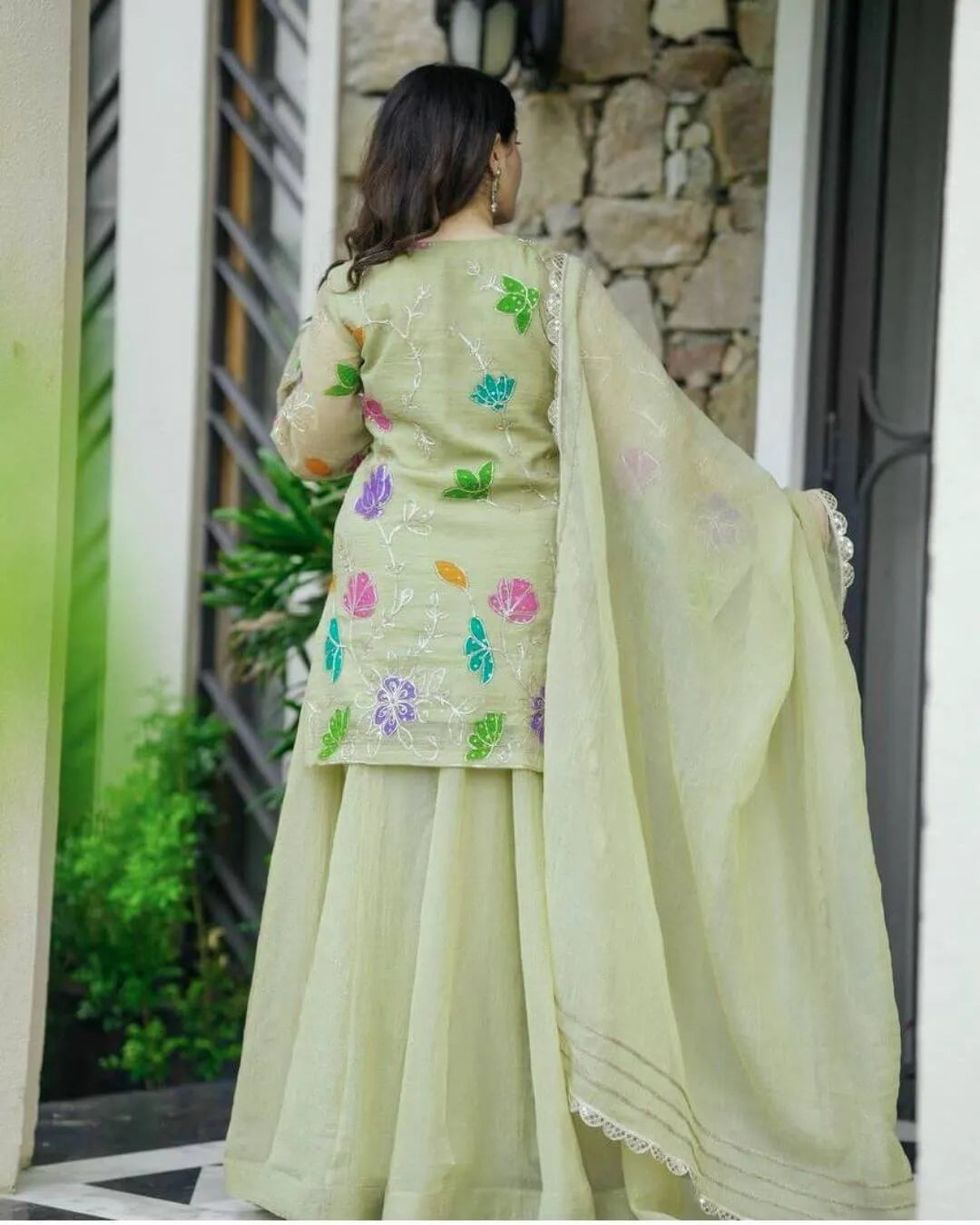 Mint Green Sharara Suit Set ​Back