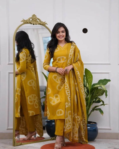 Mustard Chanderi Cotton Anarkali Suit Suit