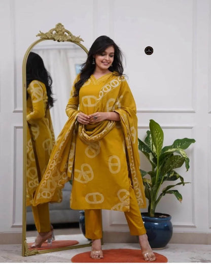 Mustard Chanderi Cotton Anarkali Suit Suit