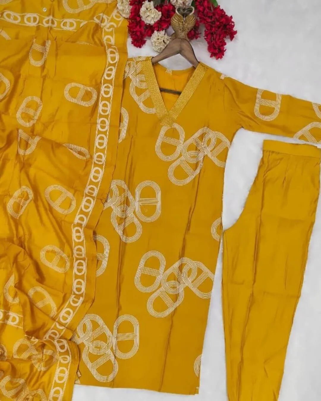 Mustard Chanderi Cotton Anarkali Suit Suit