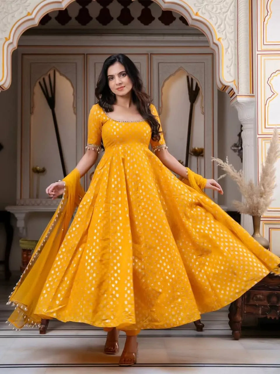 Mustard Colour Anarkali Suit Set For Women