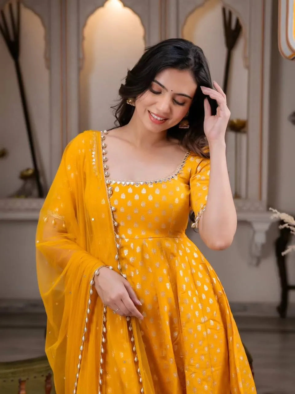 golden colour anarkali dress Buy Mustard Suit Set For Women Online Color:WHITE/YELLOW Red Homecoming Dresses | Kristi Pearl Embellished Dress Top Fabric in Net