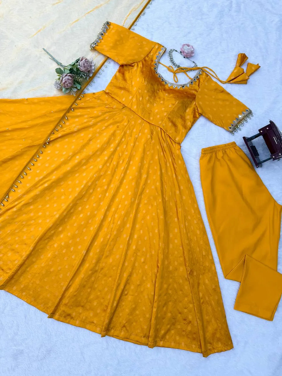 Mustard Colour Anarkali Suit Set For Women
