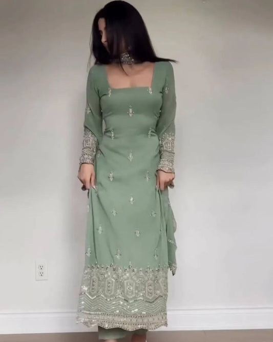 Party Wear Faux Georgette Salwar Suit Set