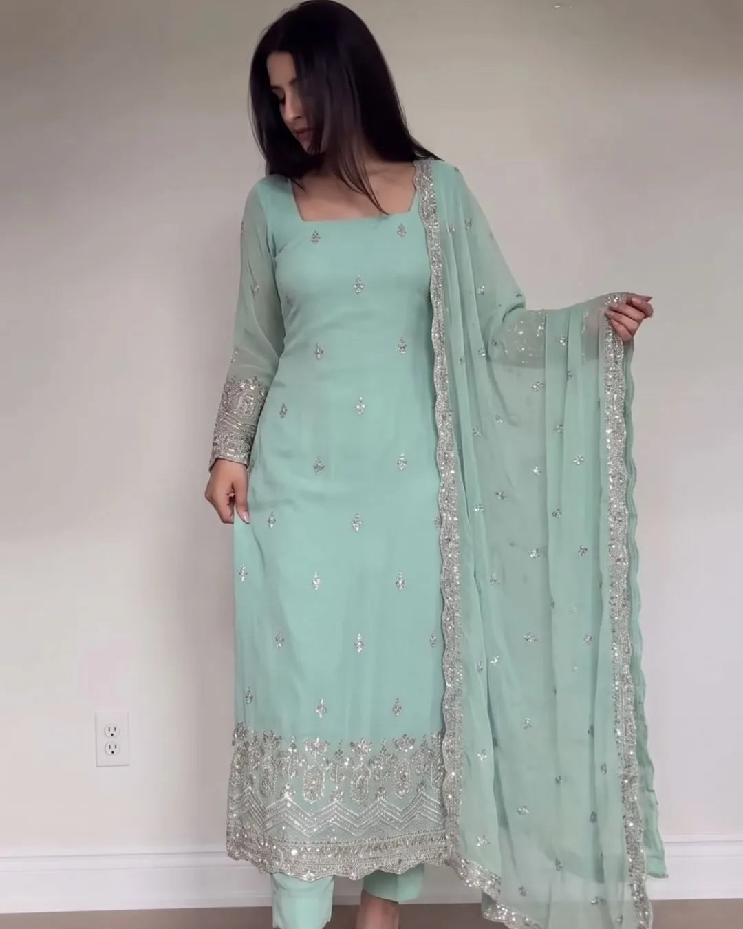 Party Wear Faux Georgette Salwar Suit Set