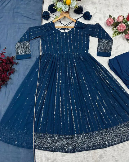Party Wear Full Flared Anarkali Suit Set
