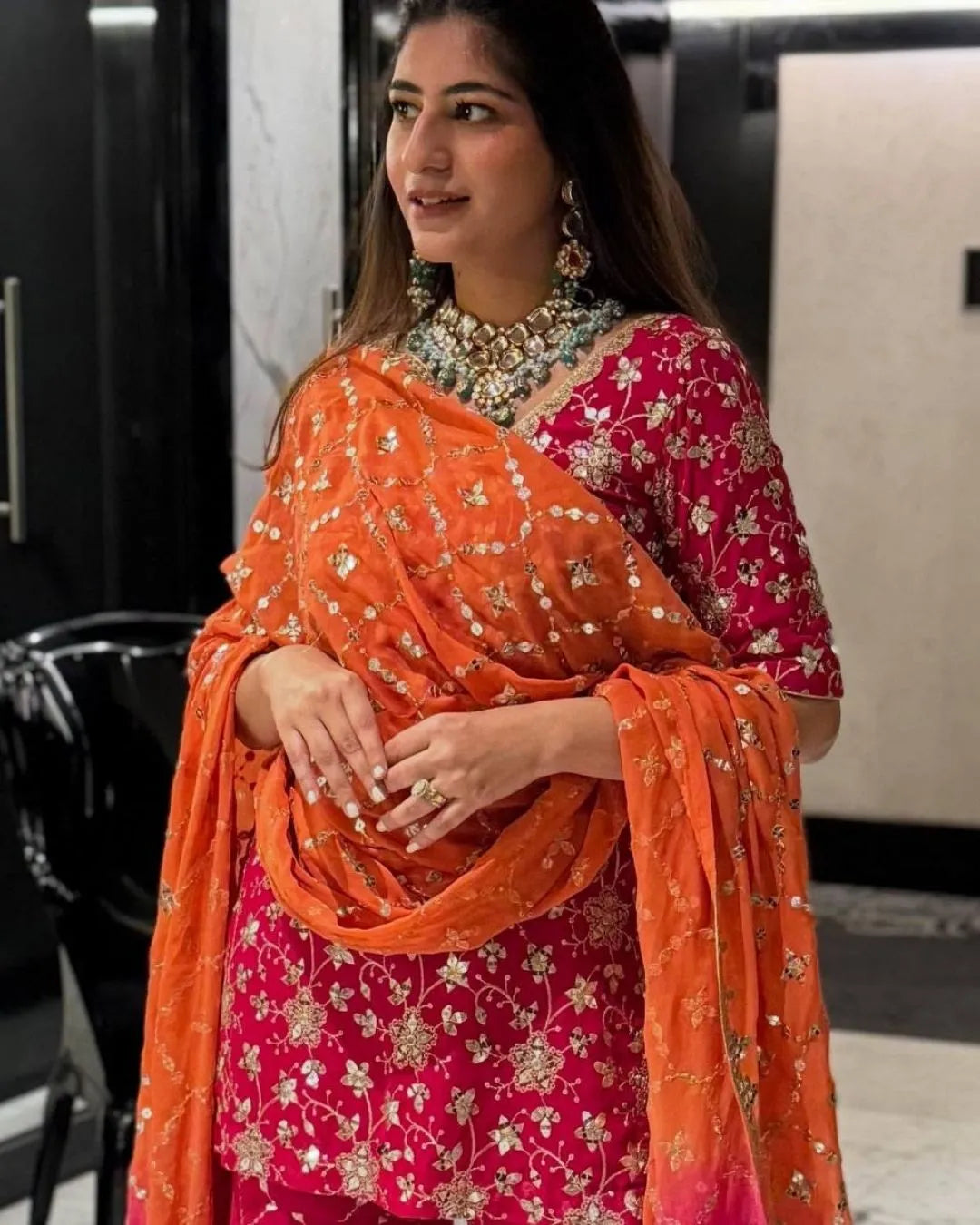 Rani Pink Georgette Sharara Suit Set