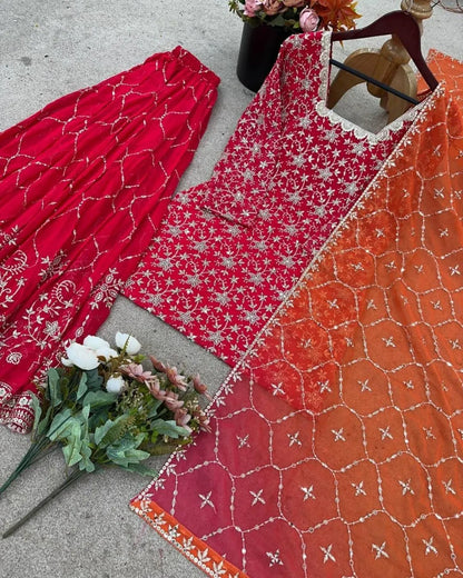 Rani Pink Georgette Sharara Suit Set