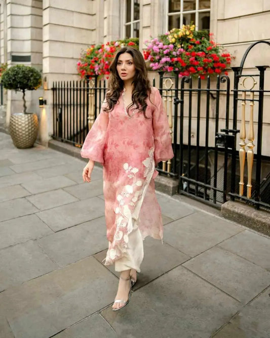 Pink Organza Shrug Set