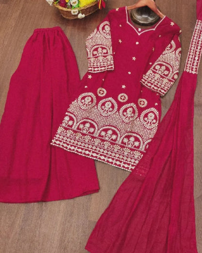 Red Colour Sharara Dress Suit Set