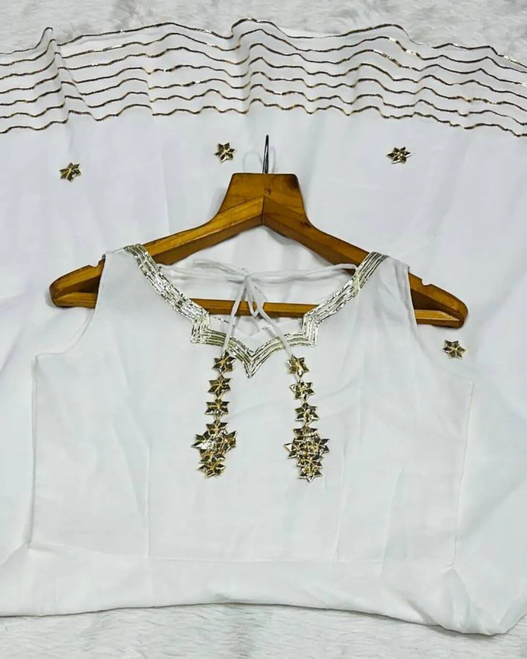White Sleeveless Georgette Anarkali Suit Set