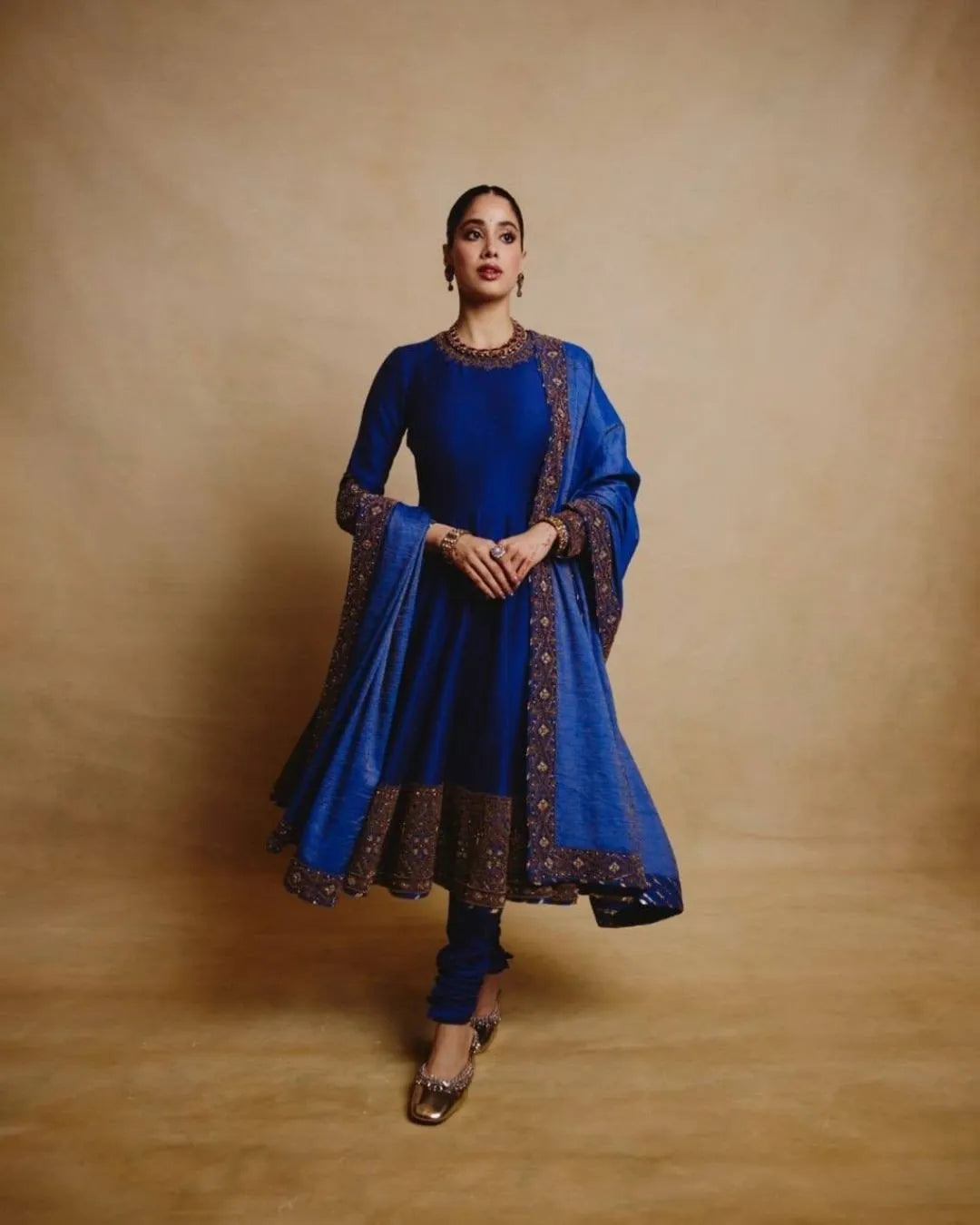 Royal Blue Chinon Anarkali Set