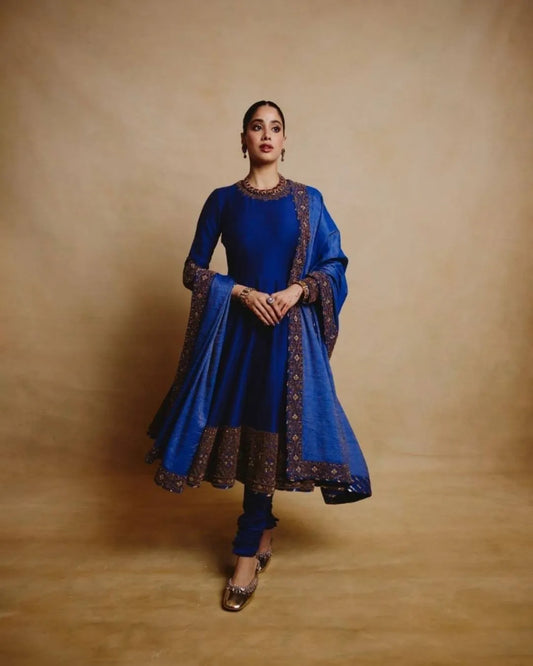 Royal Blue Chinon Anarkali Set