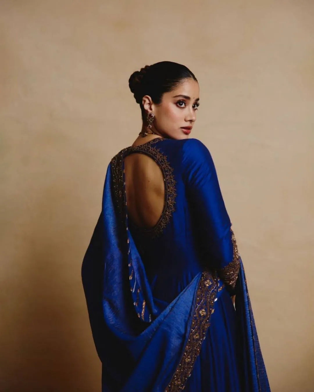 Royal Blue Chinon Anarkali Set