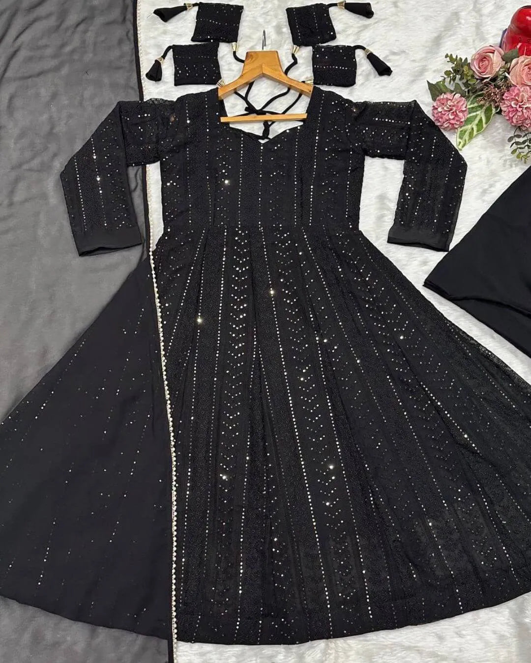 Party Wear Black Anarkali Dress​ Suit Set 
